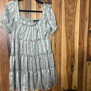 Trixxi Light Blue Floral Tiered Blouse